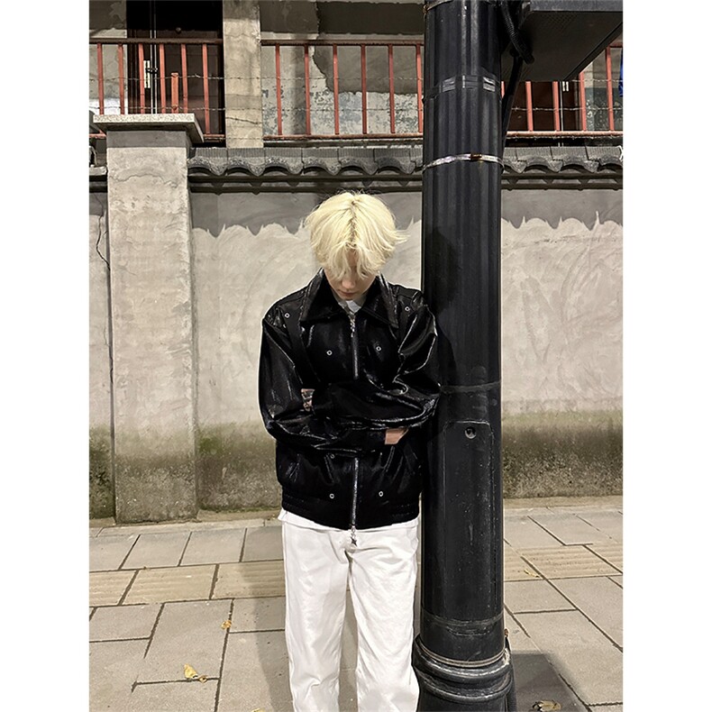博主风cleanfit外套男短款美式复古飞行员夹克JK2404-特P90,男装夹克,星座1007（原301D）