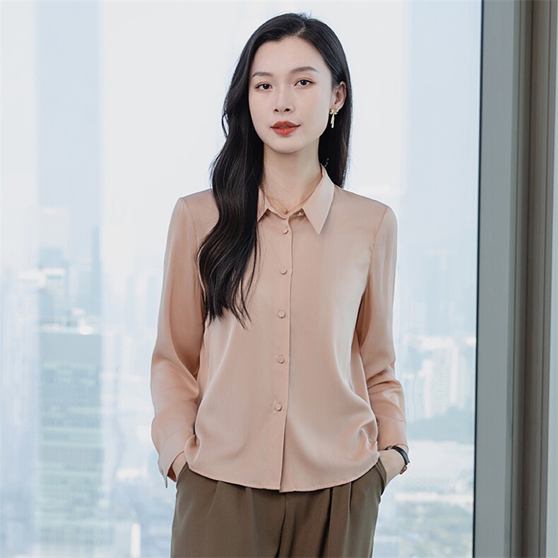 重磅高端酒红色真丝衬衫女长袖2026春新款修身妈妈真丝上衣,女装衬衫,阿舍尔精品