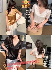 9870款V领蕾丝短袖，其它，奥丝雅 靡曼