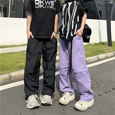 美式高街阔腿工装裤子男款ibe复古休闲长裤潮牌宽松裤K02556-P45，男装休闲裤，星座308B-1