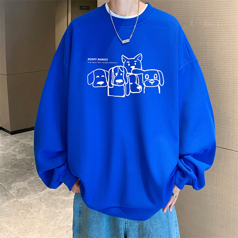 5XL华夫格卫衣男大码胖子圆领长袖t恤HW76404-P30加绒款-P40,男装卫衣,电商A040
