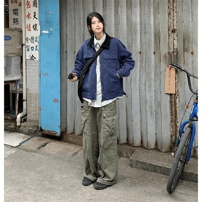 26春装高品质老钱风翻领牛仔夹克男女美式潮牌工装风宽松复古外套,男装夹克,电商A443