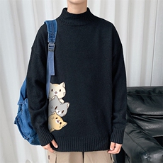 M18164-P45加绒款-P65半高领毛衣男士大码针织衫男毛线衣男，男装针织衫/毛衣，电商A040