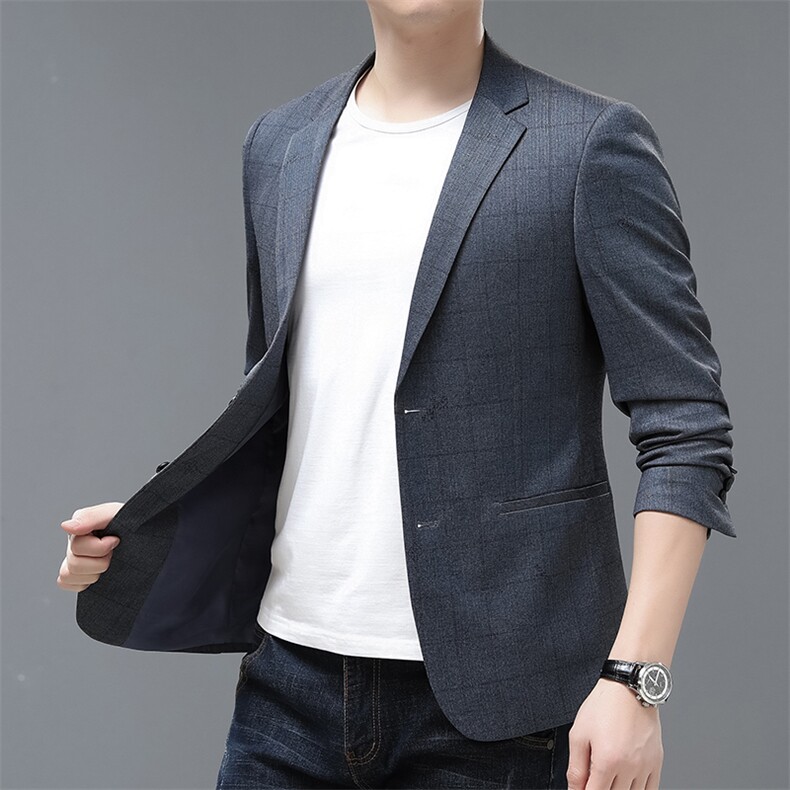 AH23166钱塘2020-3春季新款男士时尚格子西服休闲百搭外套P142,男装西服,钱塘207-3