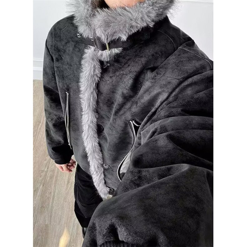 美式复古座山雕翻领毛领棉服男女冬季派克服棉衣外套M8245,男装棉衣,星座1116A（原606A-3）