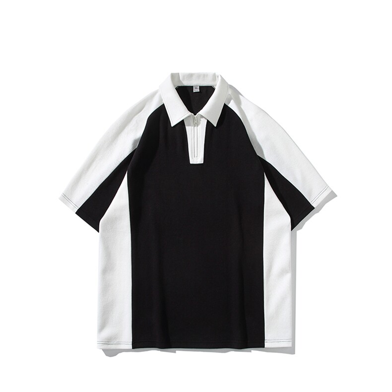 特P35无差价新款时尚夏季百搭拼色POLO衫-POLO01日系白底,男装Polo衫,电商A003