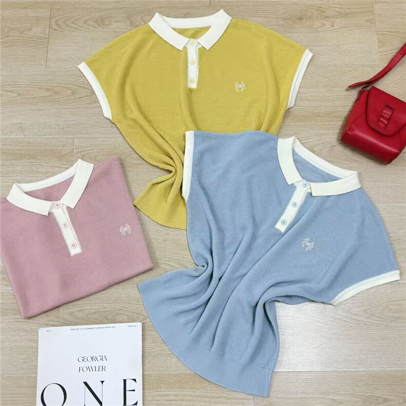 天丝莱赛尔桂花针拼色无袖PO领，女装T恤，晨旭羊绒