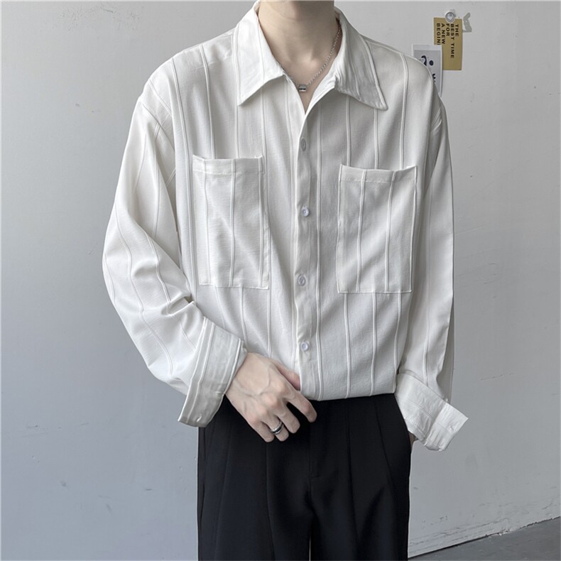 轻熟风高级感垂感褶皱长袖衬衫男韩版衬衣CS0769-P45,男装衬衫,星座308B-2
