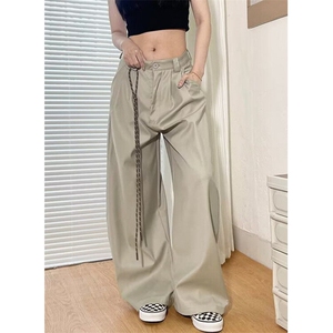 春夏美式复古通勤垂感弯刀西裤男女直筒宽松阔腿休闲长裤 KQ623图片