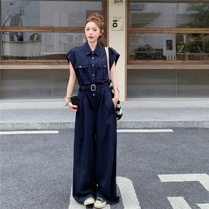 美式复古设计感小众收腰牛仔连体裤2025夏季新款时髦减龄连衣裤潮图片