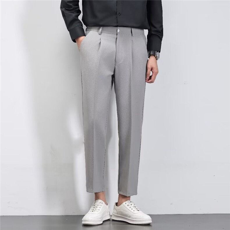 直筒西裤男夏季薄款九分冰丝裤子速干西装休闲裤男F00，男装西服套装，星座1116A-2（原606A-1）