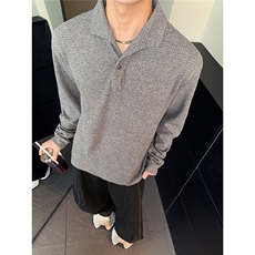 原版品质面料一片领正肩POLO衫男款秋季亨利领长袖T恤w308-p38，男装Polo衫，电商C307
