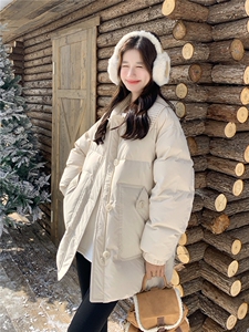 现货数据好90绒中长款毛线翻领羽绒服103-F066-P300-K398图片