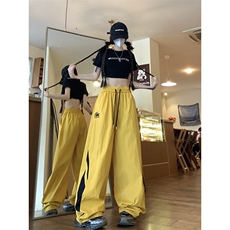 阔腿休闲裤男女韩版潮流拼色帅百搭2024夏季ins宽松长裤K5562-P38，男装休闲裤，星座412-2