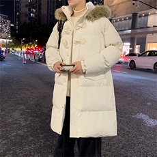 现货中长款棉衣男冬季加厚棉袄宽松连帽毛领棉服外套M107-P120，男装棉衣，星座308B-2