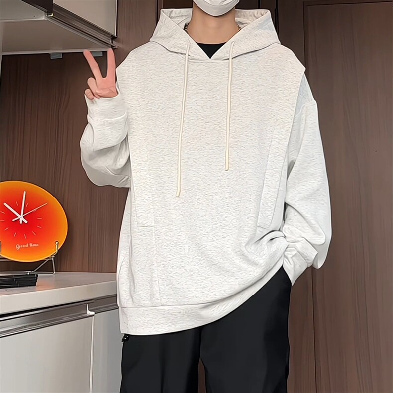 WY5001/P65春装新款高品质不起球连帽个性卫衣男潮流宽松上衣外套图片
