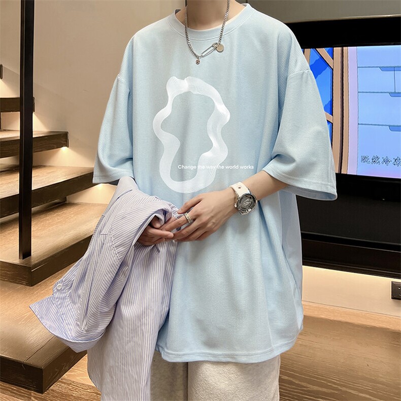 华夫格t恤男短袖男大码五分袖大皂风HT73390-P22,男装T恤,电商A040