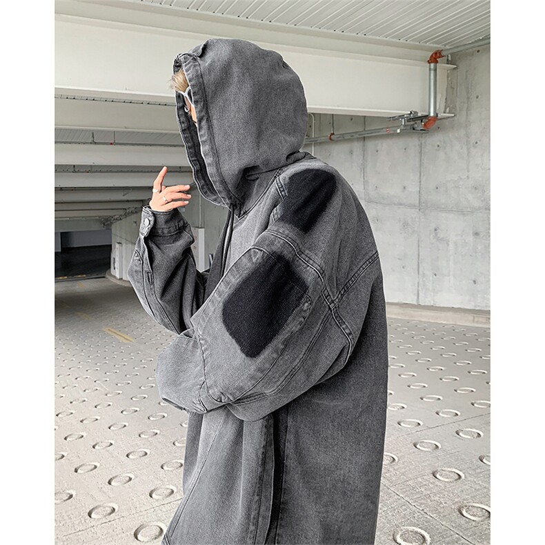秋款男连帽牛仔夹克衫渐变色宽松休闲外套JK8622P78,男装夹克,星座1013-1