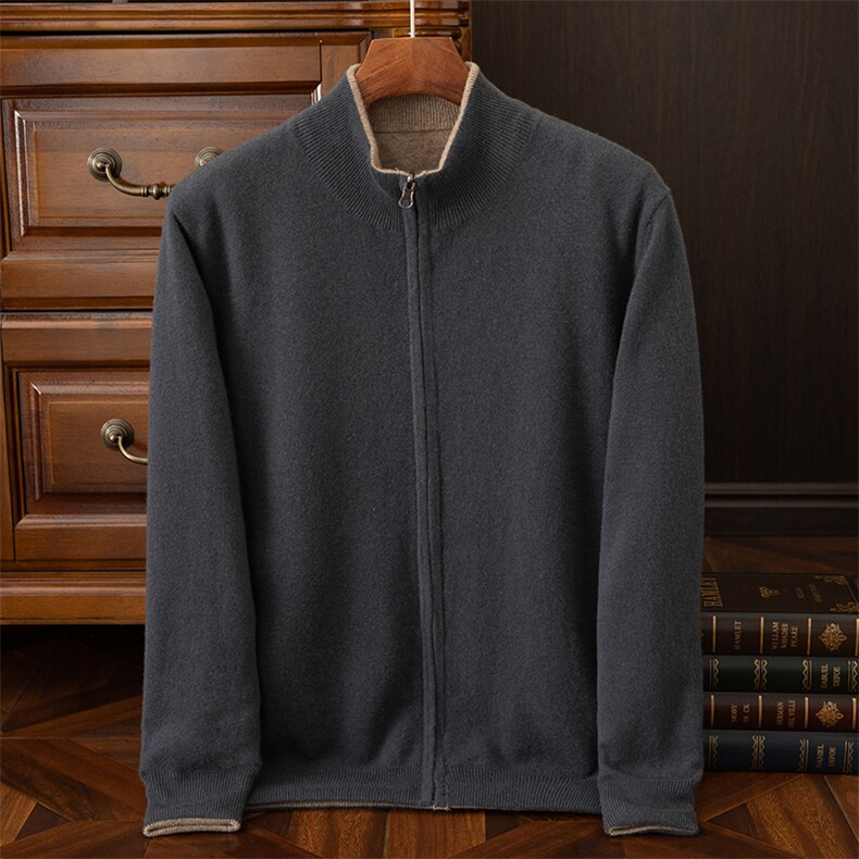12针双层双面男士羊绒开衫羊绒柔软保暖，男装羊绒开衫，鼎坤羊绒