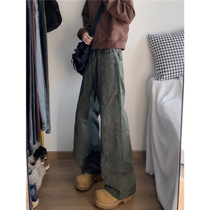 美式vibe直筒牛仔裤男女高街做旧宽松阔腿显瘦休闲裤RK2376-P67图片