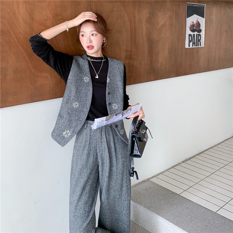 秋季阔腿裤马甲时尚两件套女,女装套装/套裙,浙宝069