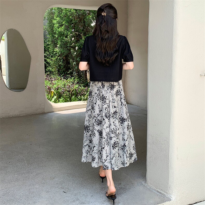 新中式轻国风水墨半身裙女2025夏季新款今年流行漂亮裙,女装连衣裙,天使之佳话