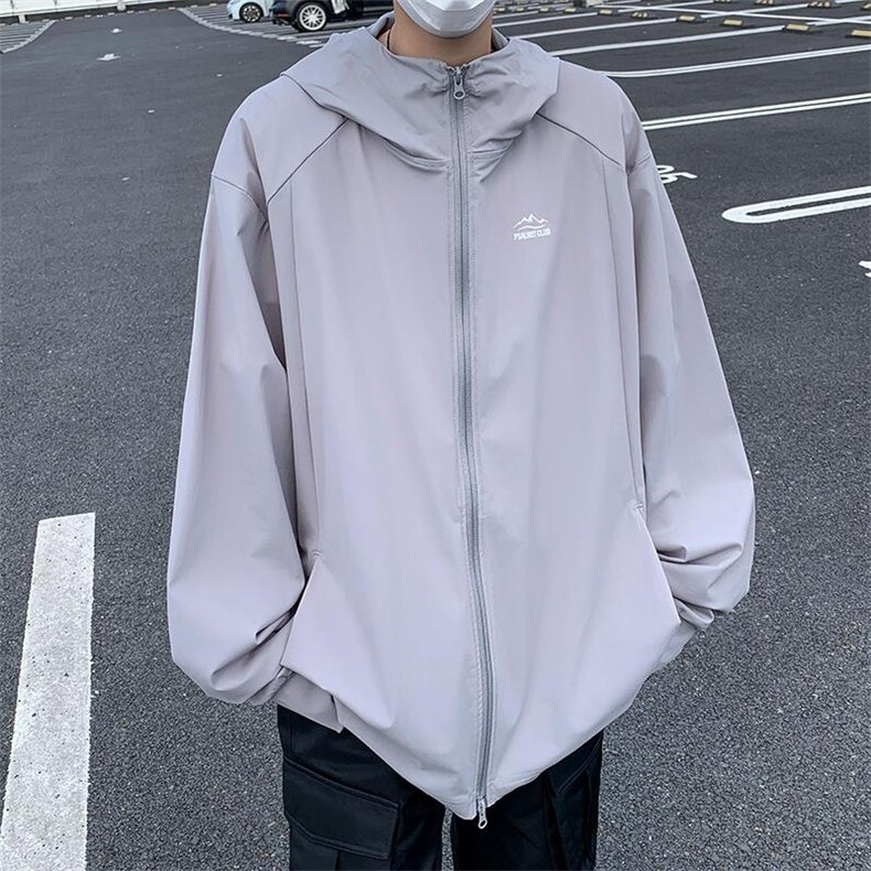 港风户外山地连帽开衫休闲上衣男宽松百搭防晒衣TF023-P38,男装防晒衣,电商D202-1