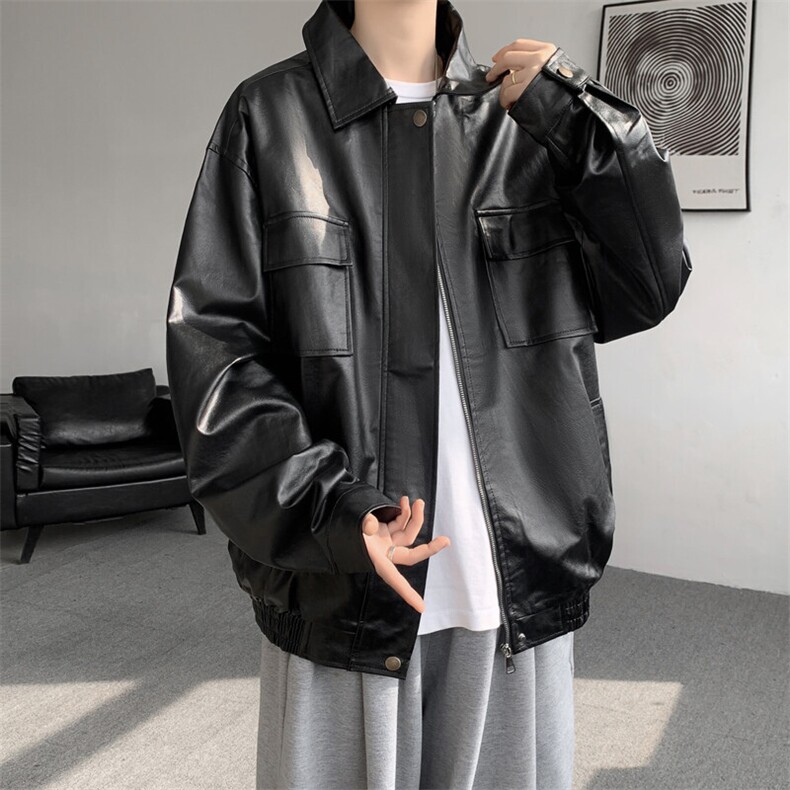 美式男款春秋季潮牌宽松外套飞行员pu皮夹克男上衣JK005-P68,男装夹克,星座308B-1