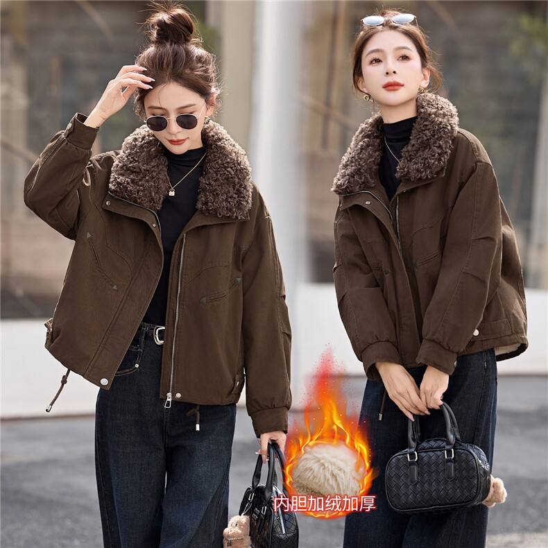 梦依缘2025年冬时尚精品加绒派克服,女装派克服,梦依缘