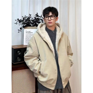 座山雕连帽棉服男女款冬季加绒加厚连帽皮衣棉衣美式外套图片