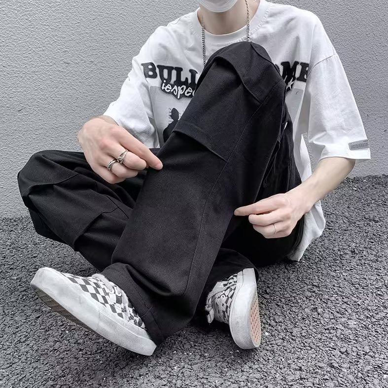 小众设计感抽绳工装裤子秋季潮牌直筒休闲裤美式长裤男AK673-P45,男装工装外套,星座1008-1