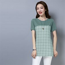 T袖2021年夏季时尚圆领纯色图案舒适简约宽松中长款，女装T恤，秋牧寒烟