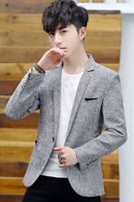 休闲西装男青少年秋装韩版修身西服男士毛呢小西装外套潮，男装西服，星座509