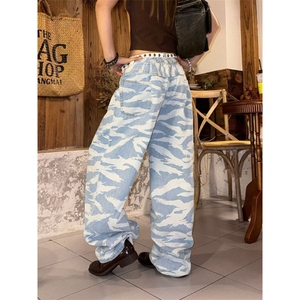 港风潮男夏季新款2025个性牛仔潮高街潮流痞帅长裤,男装休闲裤,四季星座505