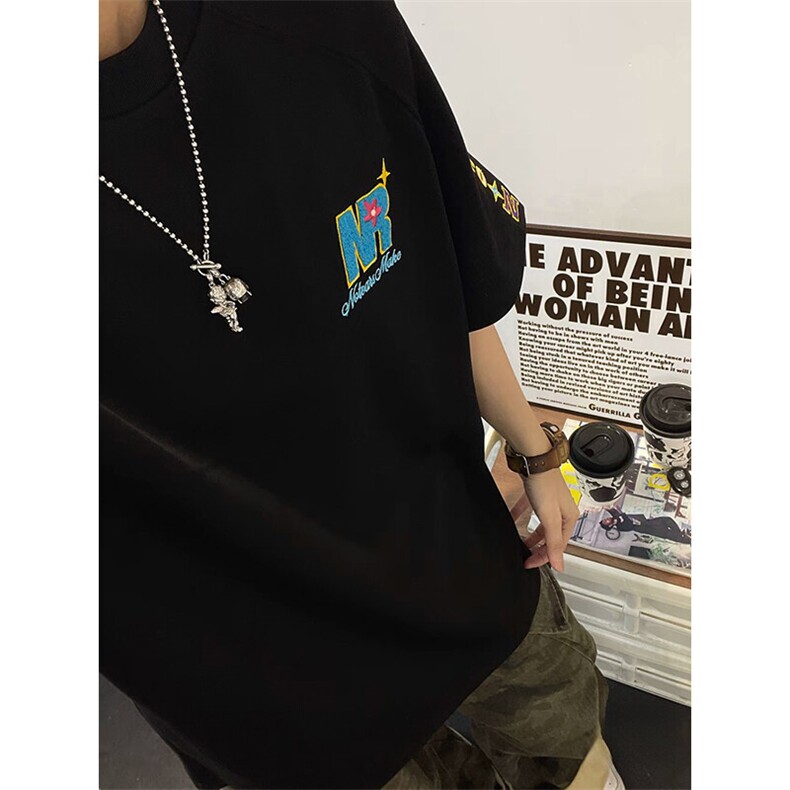 解构设计万针全刺绣工艺280克重磅高品质美式高街短袖T恤特33图片