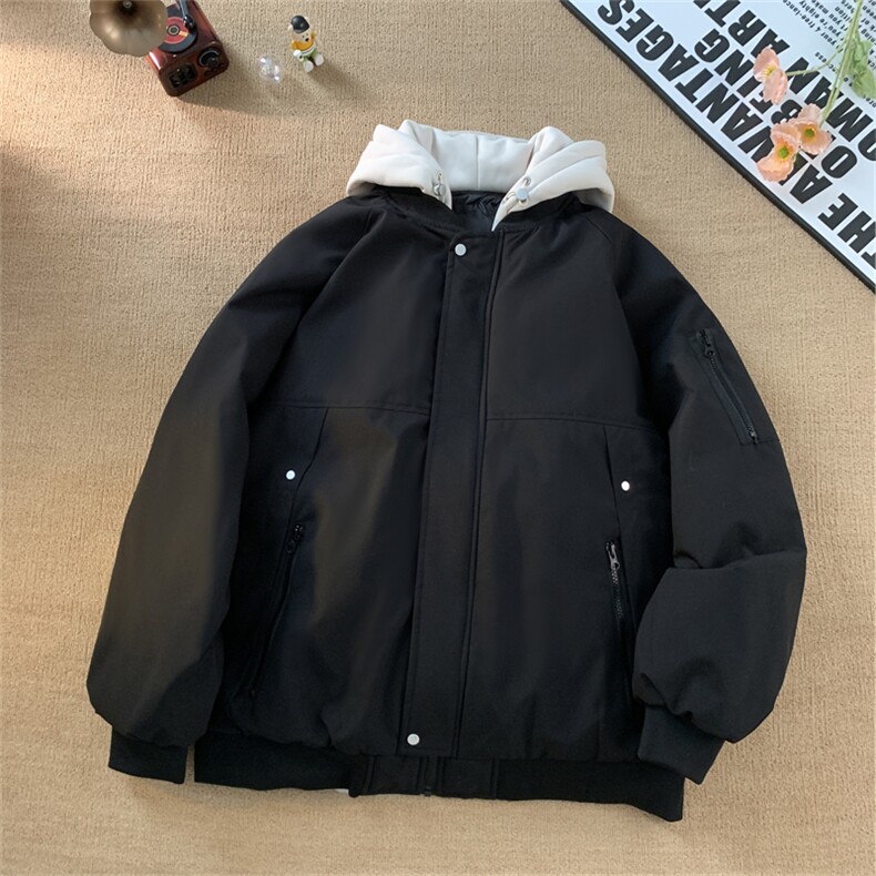 假两件连帽棉服撞色时尚潮牌情侣百搭保暖男女外套MY2583-P85，男装棉衣，星座610（原A335）