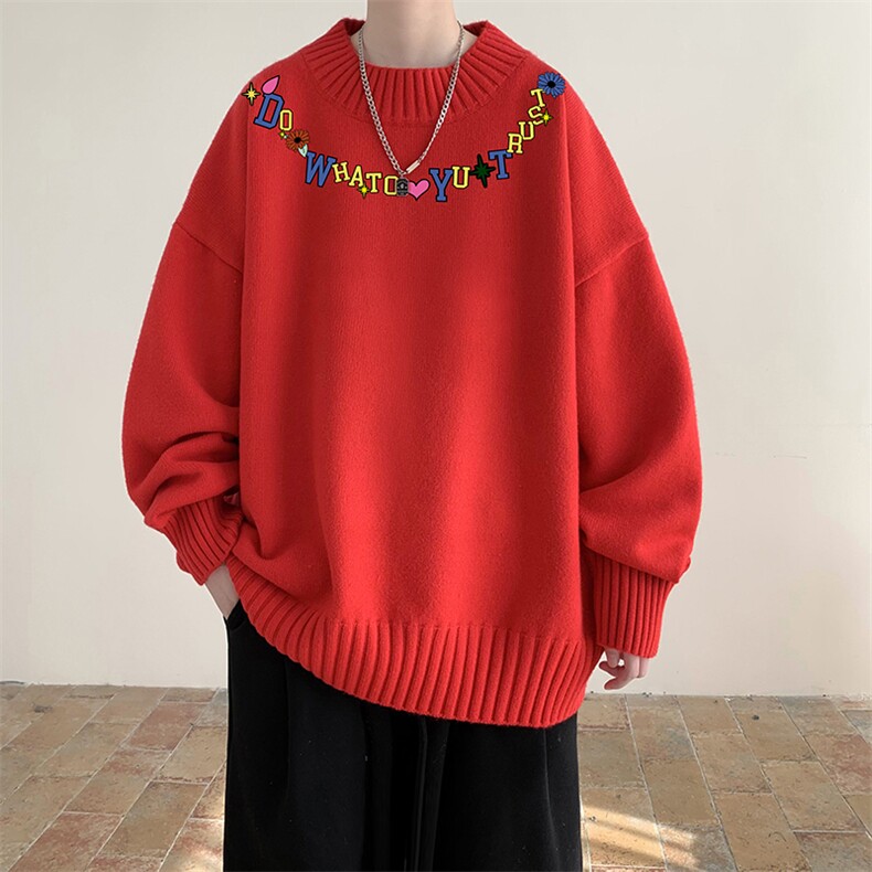 半高领毛衣男大码胖子针织衫毛线衣M18381-P45加绒款-P65，男装针织衫/毛衣，电商A040