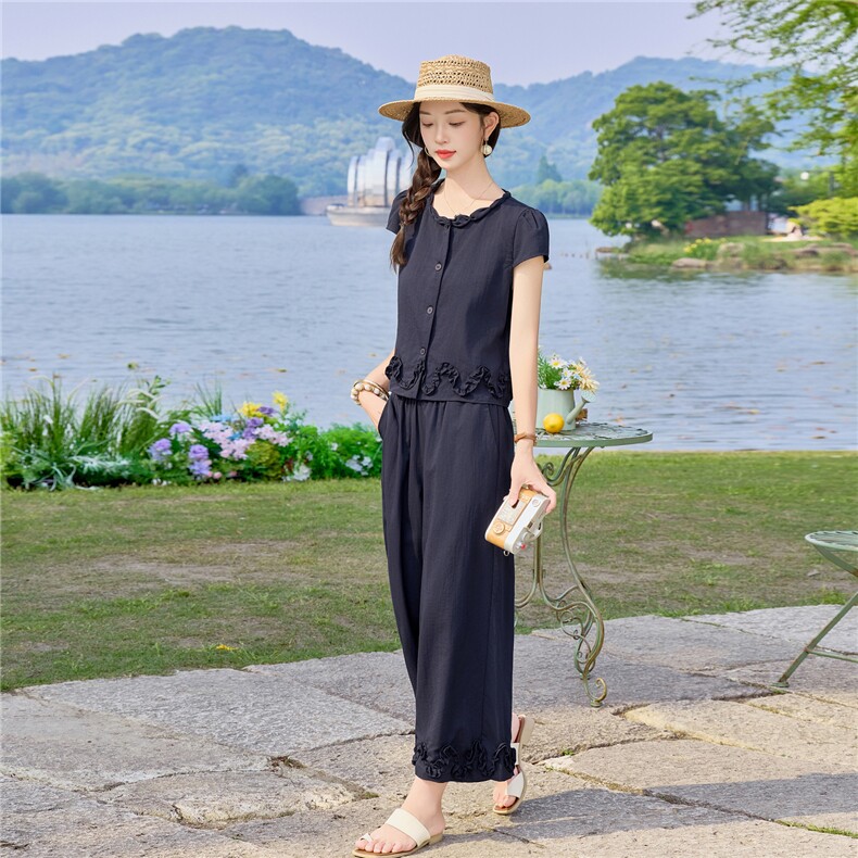 时尚休闲九分裤两件套女夏季,女装套装/套裙,素月