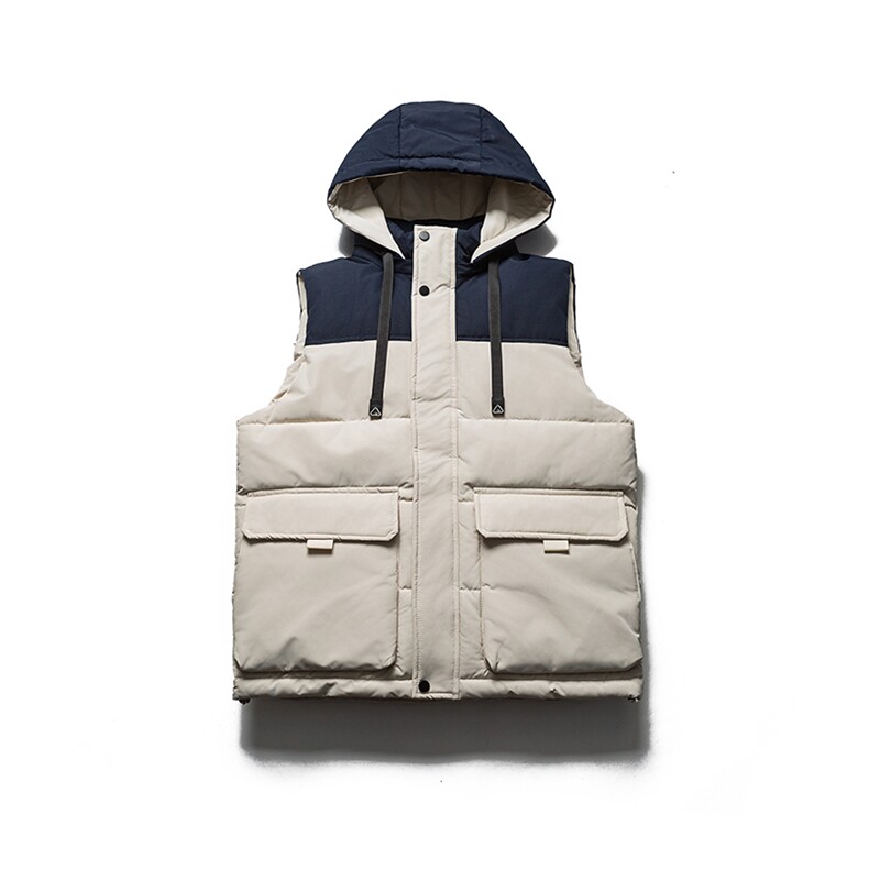 现货可拆卸帽子拼色棉马甲,男装背心/马甲,电商A105