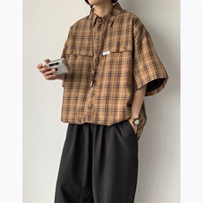 日系短袖衬衫男夏季潮cityboy宽松休闲半袖工装衬衣外套C1011-p35，男装衬衫，星座1008