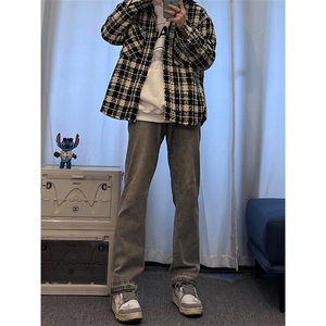美式hiphop纯色修身直筒牛仔裤 控价68图片