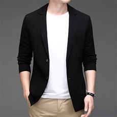 DEJ-J003男式2023秋季新款西服针织开衫西装领商务休闲男装P118，男装针织衫/毛衣，电商B360