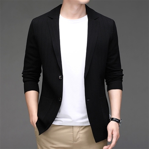 DEJ-J003男式2023秋季新款西服针织开衫西装领商务休闲男装P118图片