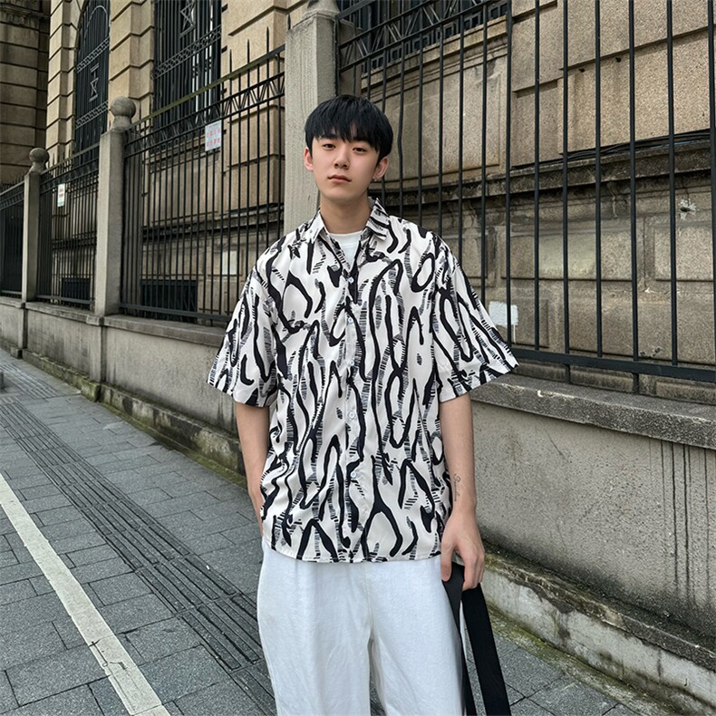 CS005～特P25控39有货（自家图）夏季短袖花衬衫男女沙滩衬衣,男装衬衫,星座218-5