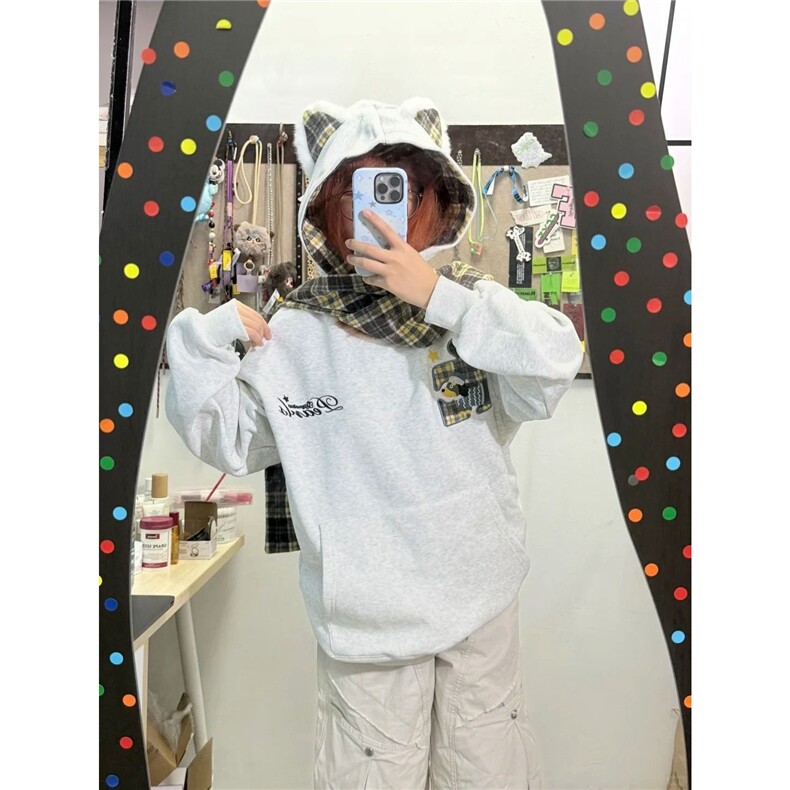 春秋冬小狗刺绣披肩绑带连帽卫衣加绒男女外套上衣601-1-Y704,女装短外套,星座601-1