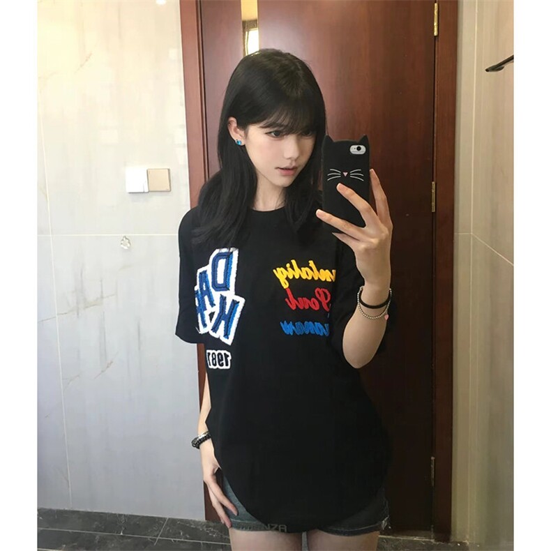 万针全刺绣工艺抖音得物高品质260克重磅纯棉双纱美式高街短袖T恤,男装T恤,电商A486