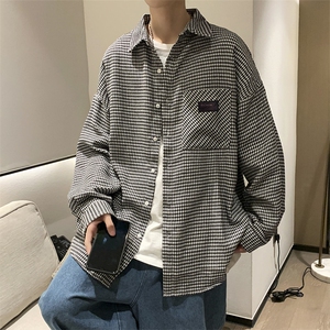 男春季衬衫千鸟格长袖衬衫CS10P38图片