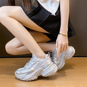 韩版老爹鞋女2024夏季透气运动跑步休闲鞋厚底增高女鞋图片