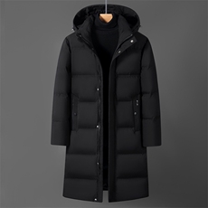 羽绒服冬中长款连帽极寒保暖加厚加长大码外套6809-P180298，男装羽绒服，星座1210A