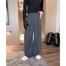 网络图复古阔腿西装裤男女2025秋新款高街设计感直筒垂感休闲裤，男装西裤，星座410-6（原星座1304-1）